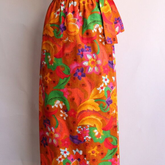 Vintage 1960s Skirt, Beverly Vogue Wrap Maxi Skirt, Tiki Flower Power - Picture 10 of 10